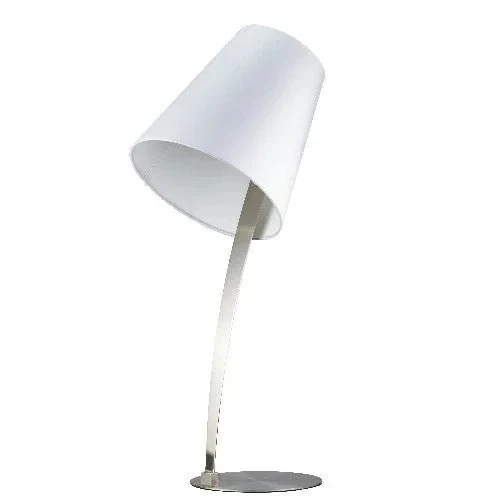 Sompex RAMONA Tischlampe – Edelstahl silber mit weißem Stoffschirm, 68 cm, E27