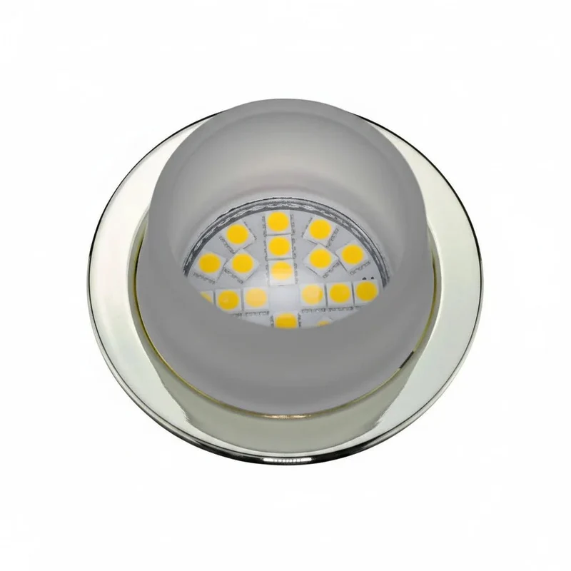 Glas Einbaustrahler rund Gold – MR16 Einbauspot starr, Design-Einbaurahmen