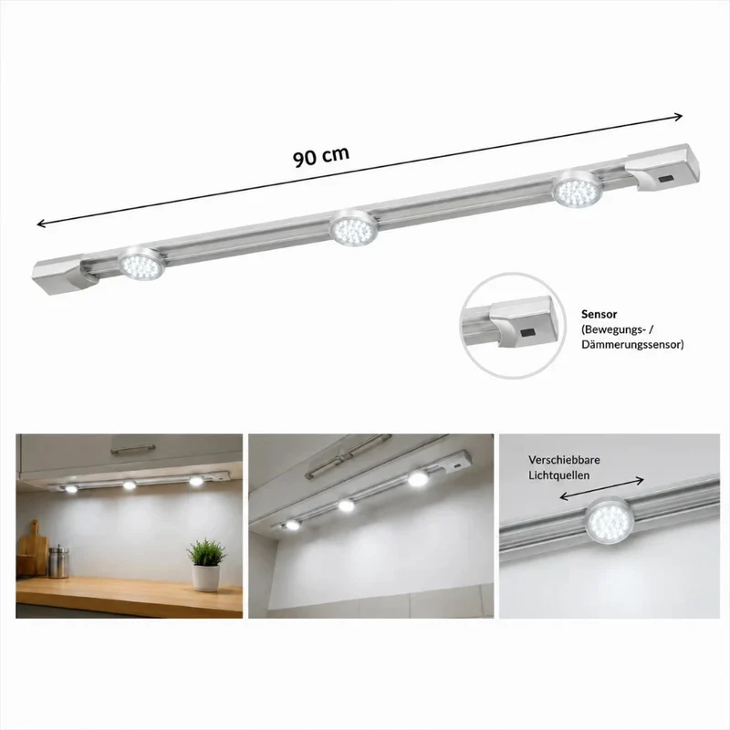 LED Lichtleiste 90cm Lightracer mit Sensor & verschiebbaren Spots kaltweiß