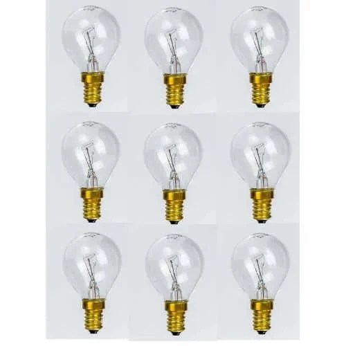 9x Backofenlampe E14 25W klar – Tropfenform bis 300 °C hitzefest