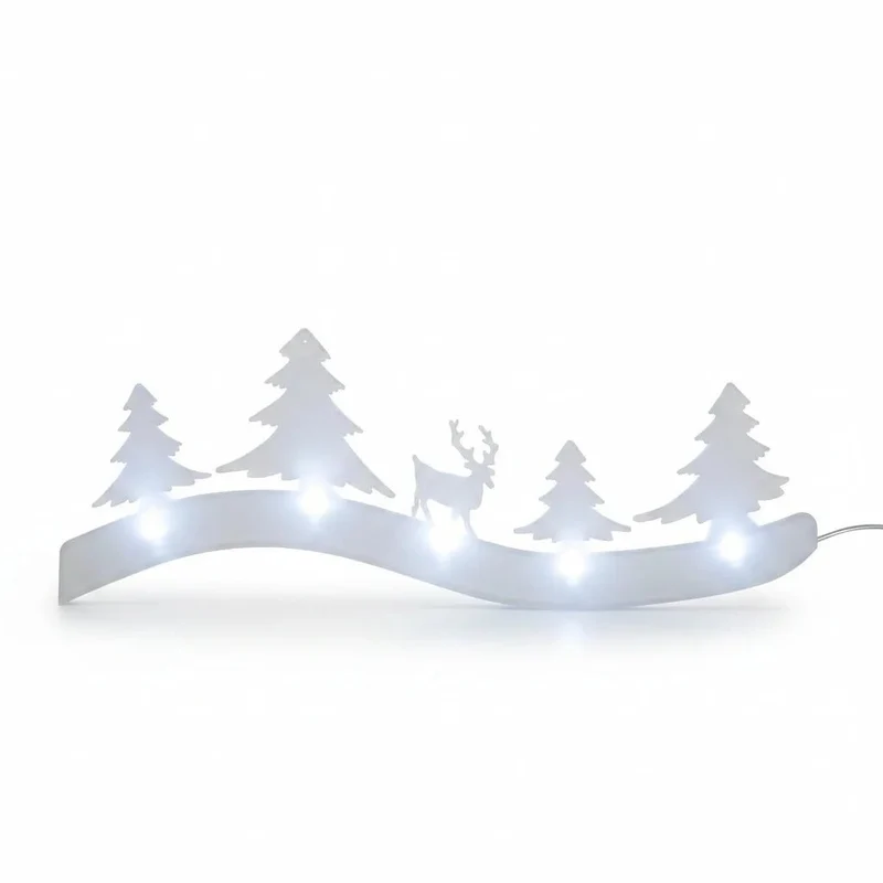 Dekorative Weihnachtsbeleuchtung 4 Tannenbäume mit Rentier, 5x0,02 W LED inkl. Batterie