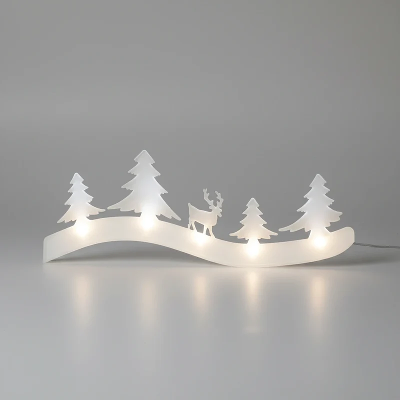 Dekorative Weihnachtsbeleuchtung 4 Tannenbäume mit Rentier, 5x0,02 W LED inkl. Batterie