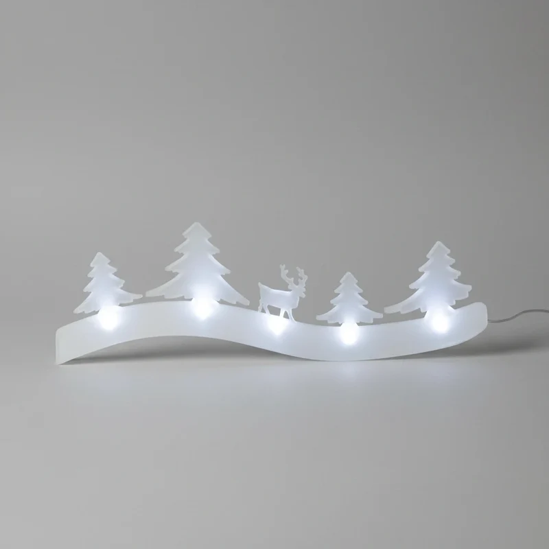 Dekorative Weihnachtsbeleuchtung 4 Tannenbäume mit Rentier, 5x0,02 W LED inkl. Batterie