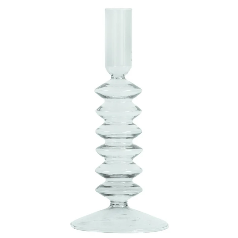Chili Kerzenhalter Glas grau 21 cm