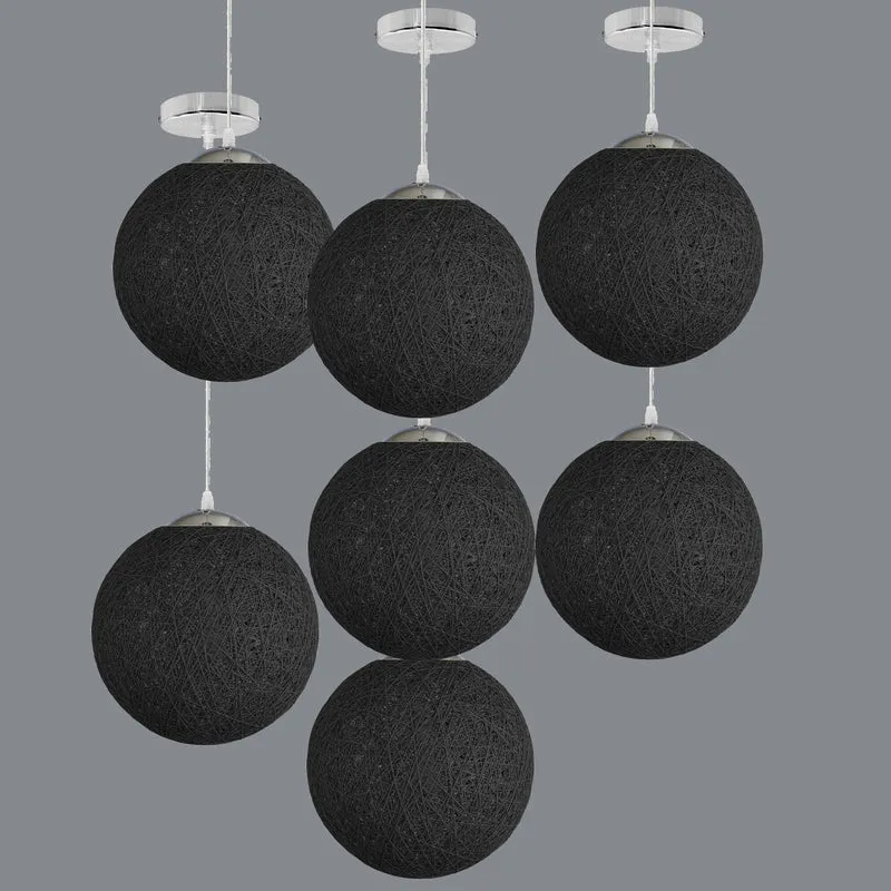 Schwarze Rattan-Pendelleuchte Ø20 cm – E27-Fassung, 95 cm Kabel~2077