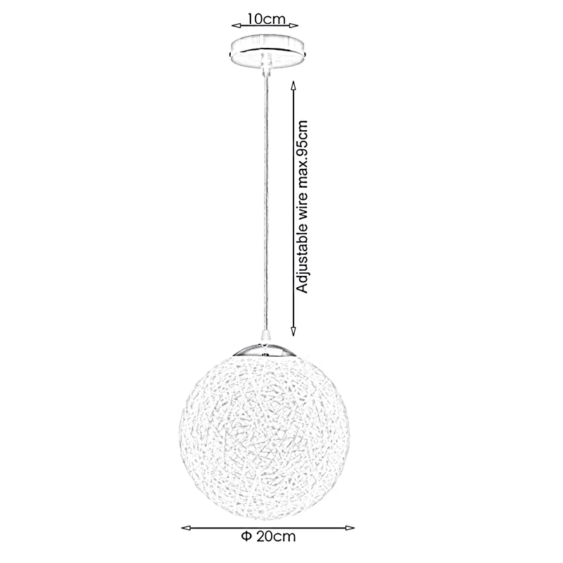 Grüne Rattan-Pendelleuchte Ø20 cm – E27-Fassung, 95 cm Kabel~2075
