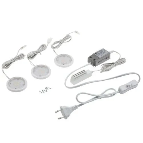 3er Set LED Mini Unterbauleuchte für Steckdose – Blau, flach & dekorativ