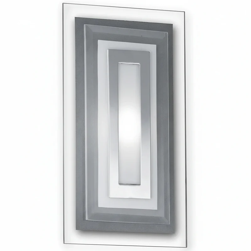 Eckige, flache LED Wandleuchte aus Glas – satiniert & klar