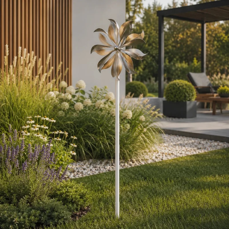Holzstiel 100 cm mit Erdspieß & M6 Gewinde weiß lackiert verstellbar für Garten-Deko