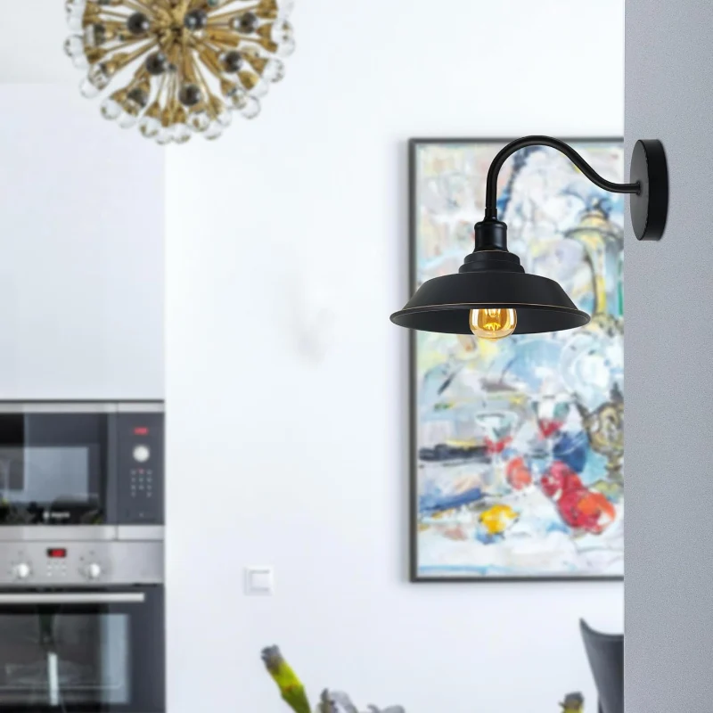 Schwarz Wandleuchte Industrial Vintage Wandlampe Schwanenhals ~2020
