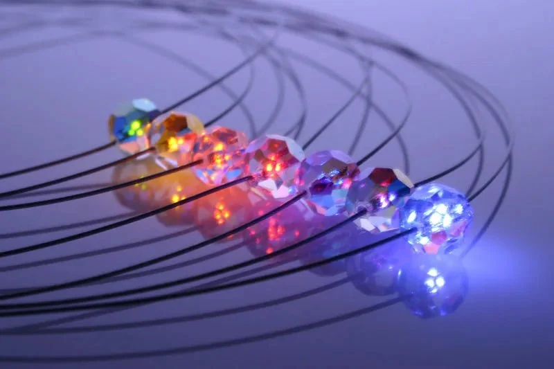 Leuchtende Halskette LED Kristall Ball pink mit Swarovski®- Elements