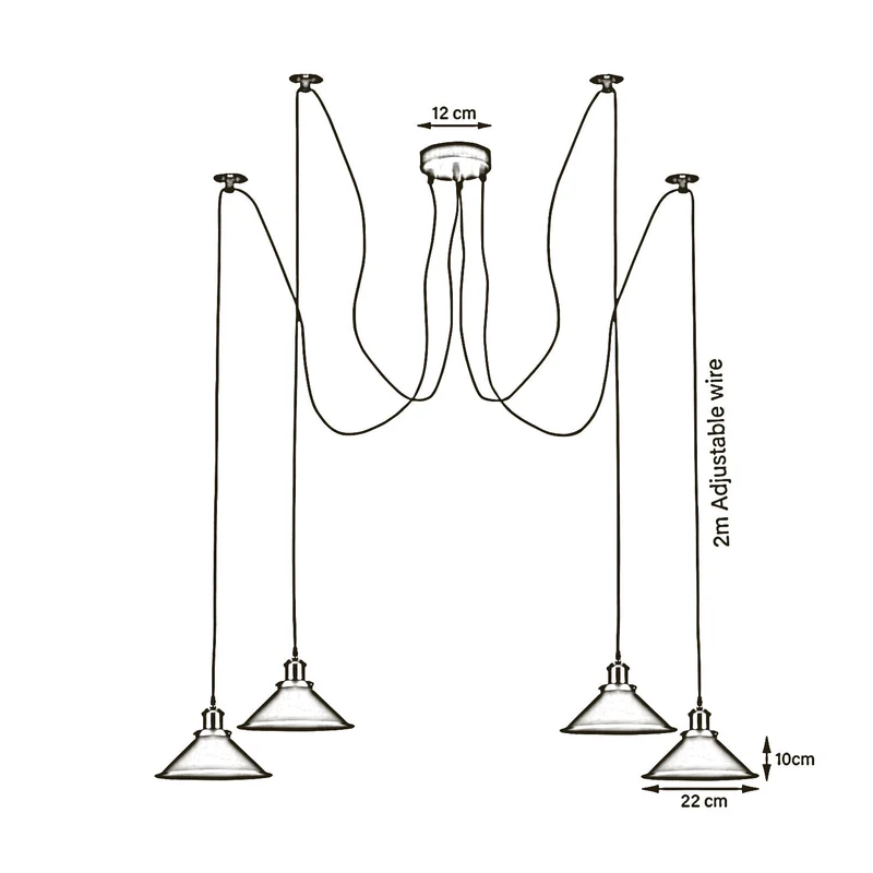 Retro Spinnenleuchter in Gelb kreatives Lichtdesign mit 2m Kabel ~1884