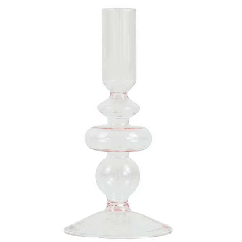 Chicka Kerzenhalter aus rosa Glas 21 cm