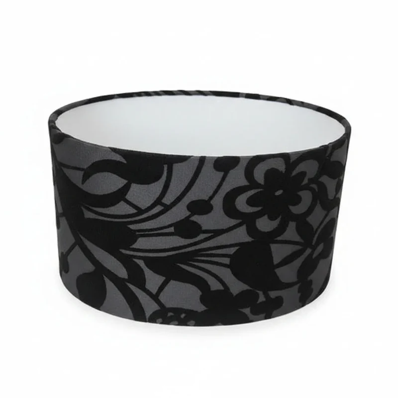 Textil Lampenschirm E27 oval 22x15 Dekor schwarz