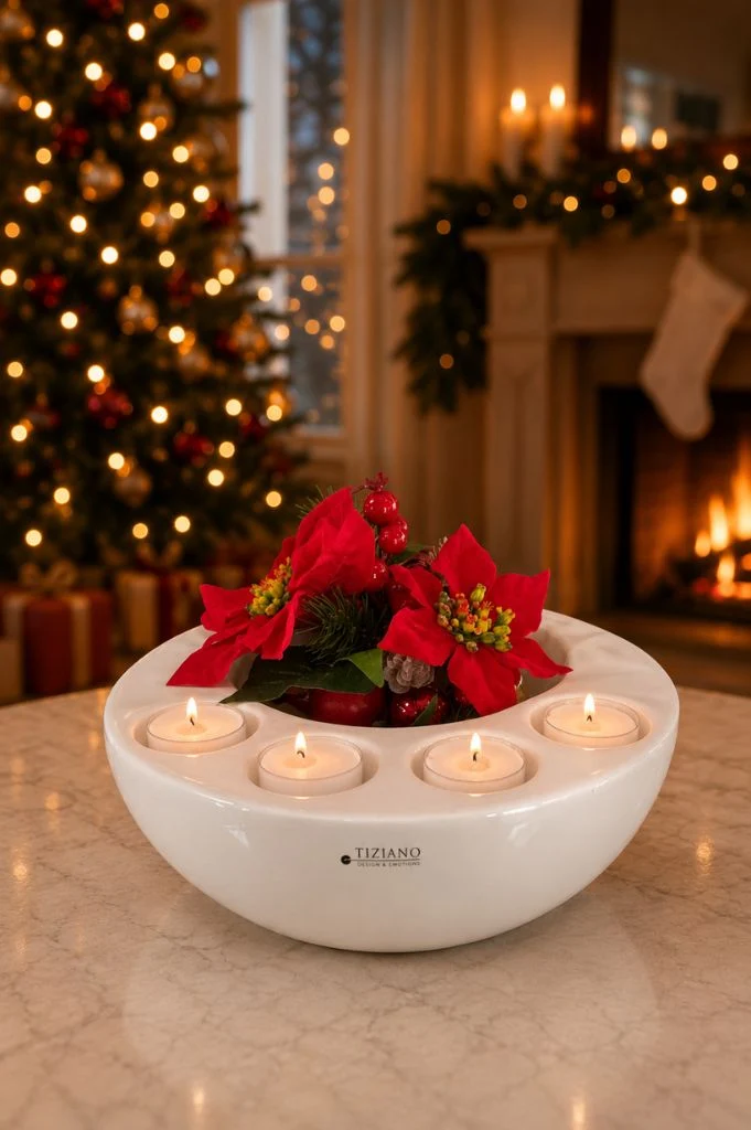 Adventsschale Raveo für Teelicht creme - weiß