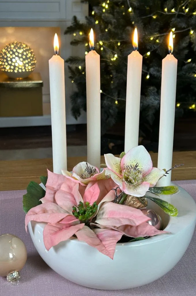 Adventsschale Raveo für Teelicht creme - weiß