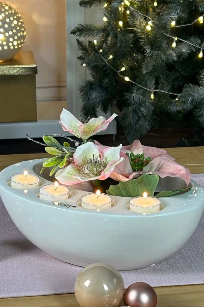 Adventsschale Raveo für Teelicht creme - weiß