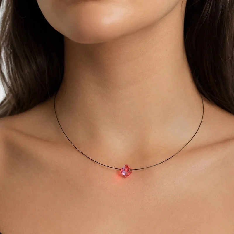 Leuchtende Halskette LED Kristall Bicone rot mit Swarovski®- Elements