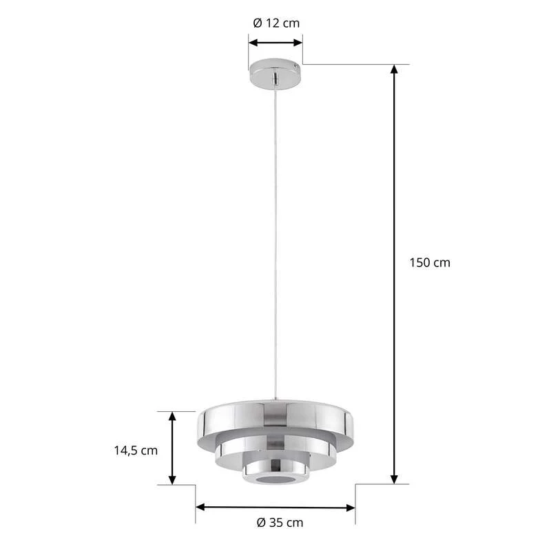 B-Ware Lindby Hängeleuchte Tivra LED Pendelleuchte Lampe dimmbar chrom Ø35cm 27cm
