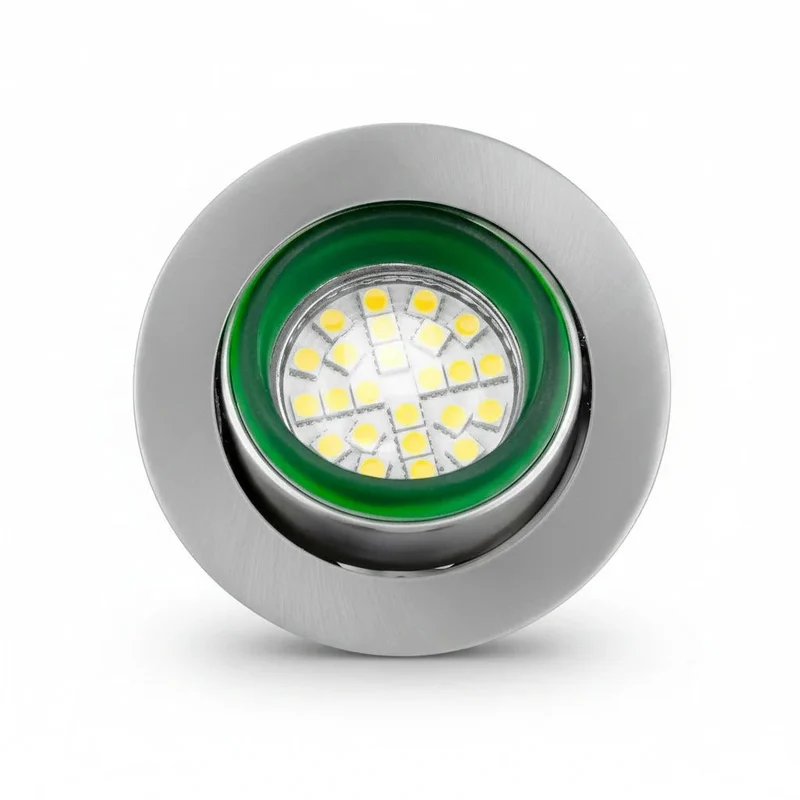 Glas LED Einbaustrahler GU10 6 W rund grün – dimmbar & schwenkbar – Einbauleuchte 230 V