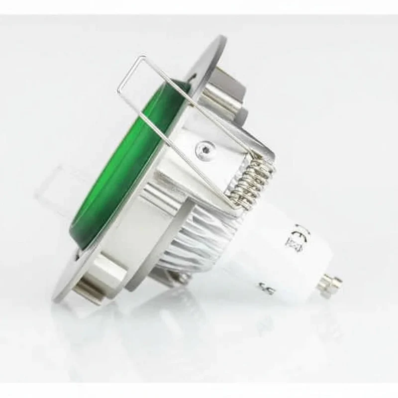 Glas LED Einbaustrahler GU10 6 W rund grün – dimmbar & schwenkbar – Einbauleuchte 230 V