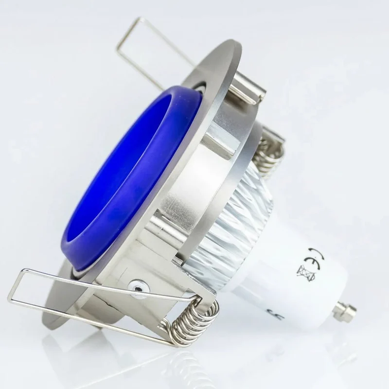 Design LED Einbaustrahler 230 V Glas Blau – dimmbar – GU10 6 W – schwenkbar
