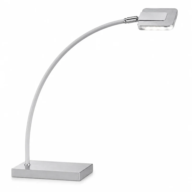 LED Schreibtischleuchte LOREN Chrom Matt – Moderne Tischlampe aus Metall, verstellbar