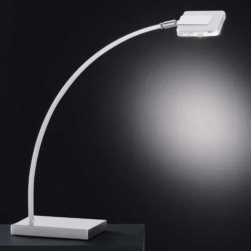 LED Schreibtischleuchte LOREN Chrom Matt – Moderne Tischlampe aus Metall, verstellbar