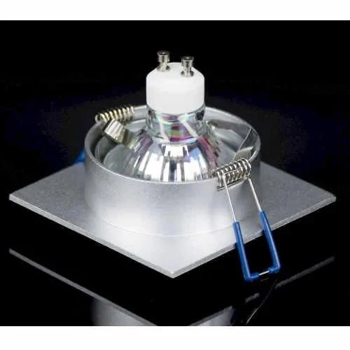 Einbaustrahler eckig 89 × 89 mm – Klickverschluss – geperlt – ohne Sprengring – Aluminium