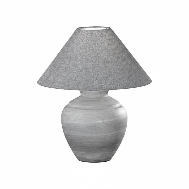 Honsel CROCK Keramik-Tischlampe – Grau, Stoffschirm Ø 40 cm, 46 cm, E27