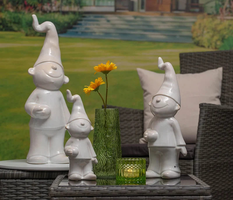 Deko Zwerg Fido stehend creme antic outdoor