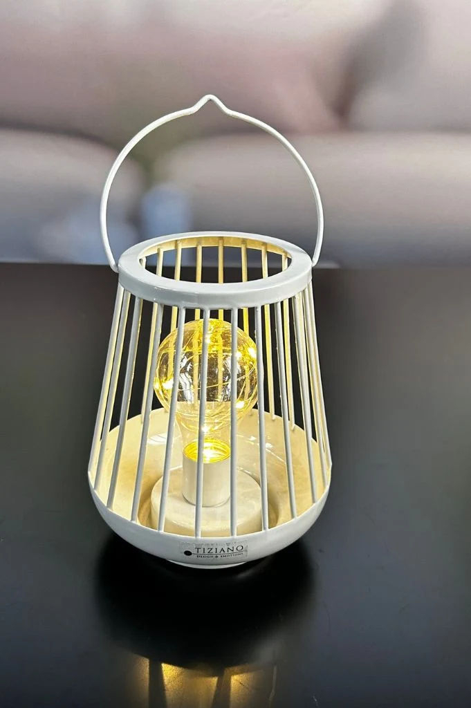 Metall-Licht Porte LED 15,5 cm creme-weiß