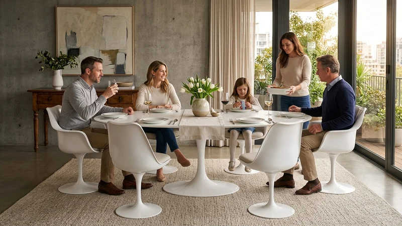 TULIP Oval table extensible plateau en laminé