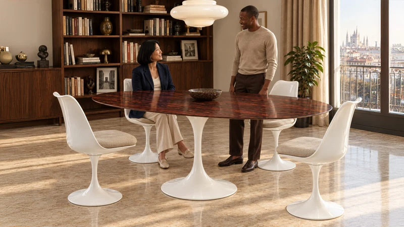 Tulip oval table à manger plateau en bois