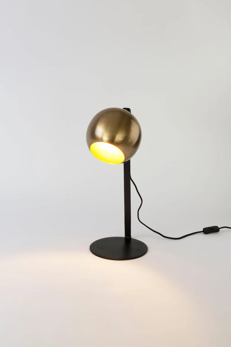 Tischlampe Clarice Messing mit Schirm Rund Ø 20cm Gold
