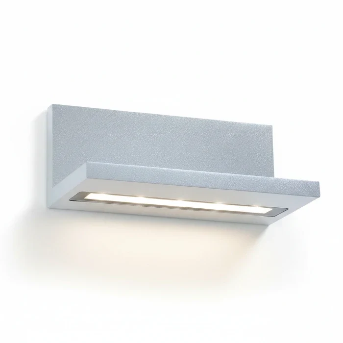 Eckige LED Wandleuchte grau mit Ablage – moderne Effektleuchte