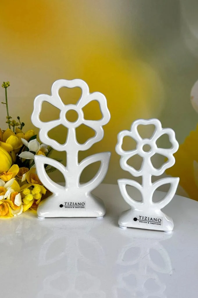 Deko Blume Mesola rund creme-weiß