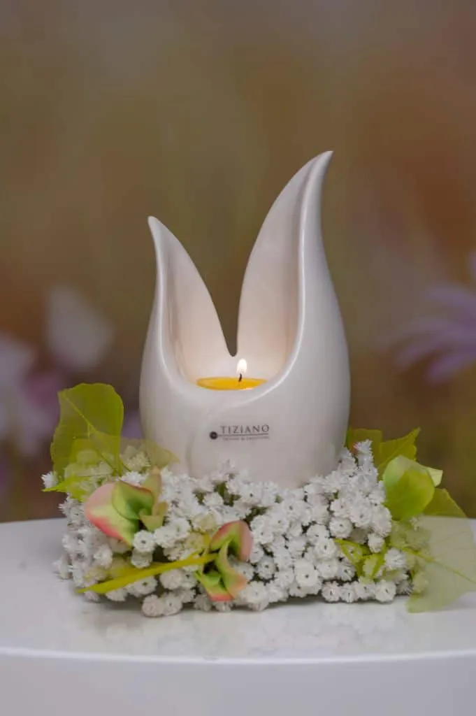 Teelicht Panola hoch weiß-creme
