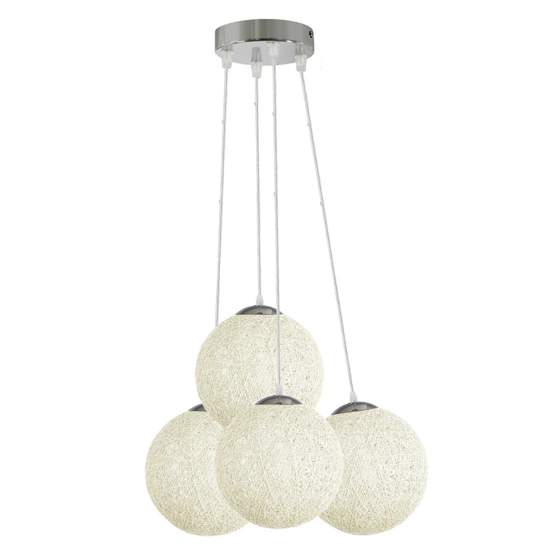 Rattan Wicker Woven Ball Globe Pendelleuchtenschirm 4 Outlet Weiß~2053
