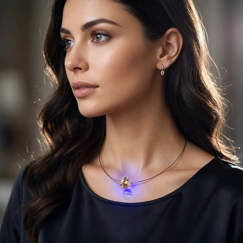 Leuchtende Halskette LED Kristall Bicone weiß mit Swarovski® Elements