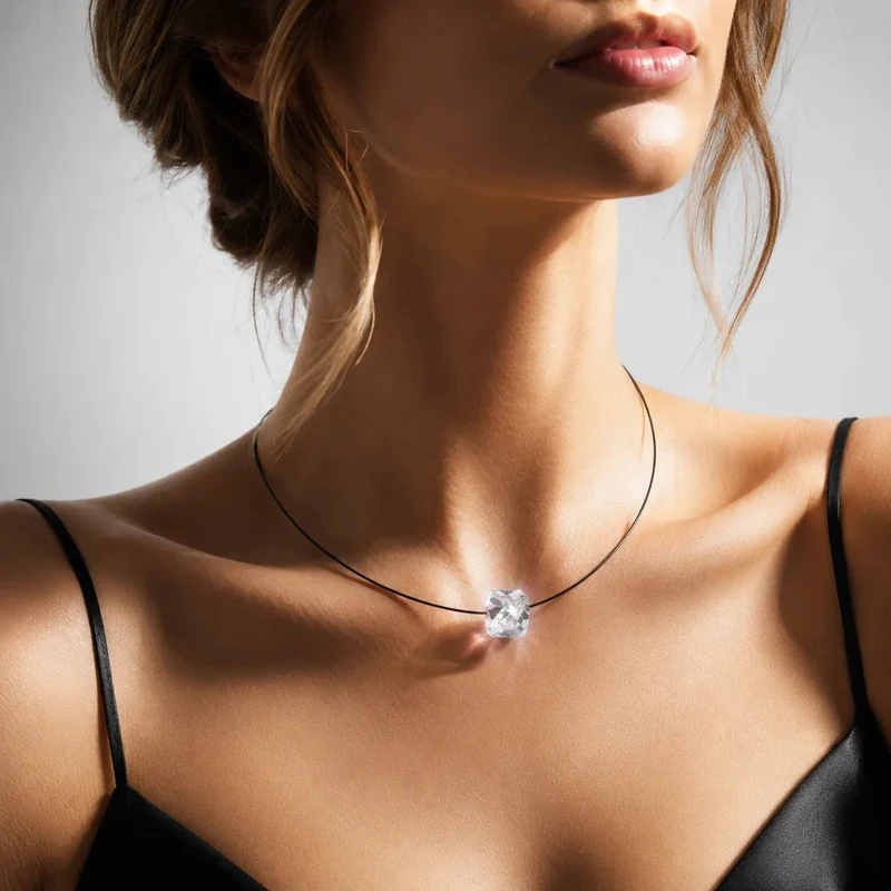 Leuchtende Halskette LED Kristall Bicone weiß mit Swarovski® Elements