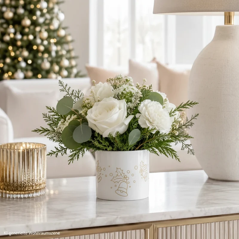 Weihnachtliches Teelichtglas Porzellan Glocke Weiß – Sompex