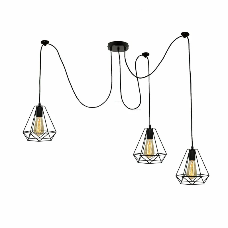 Industrial Spinnen Käfig Kronleuchter E27 Schwarz 2m kabel ~1887