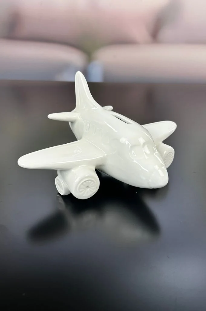 Spardose Flugzeug Soldo 13cm creme