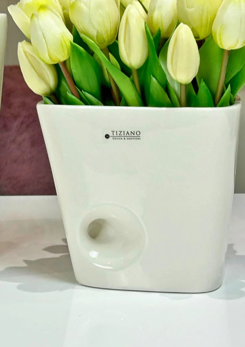 Blumentopf Murales creme - weiß