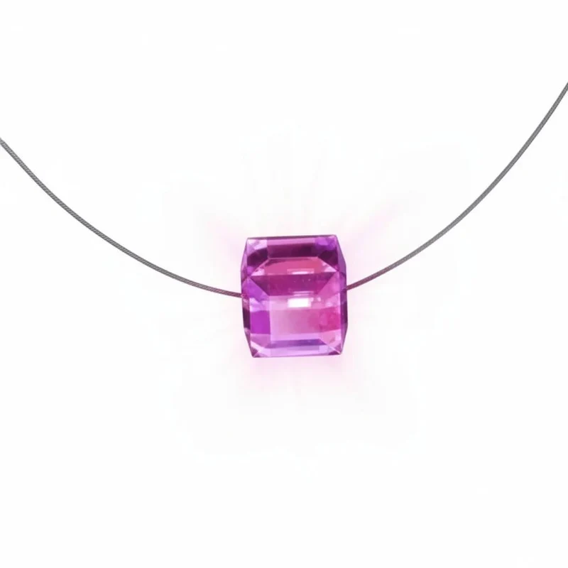 Leuchtende Halskette LED Kristall Cube pink mit Swarovski®- Elements