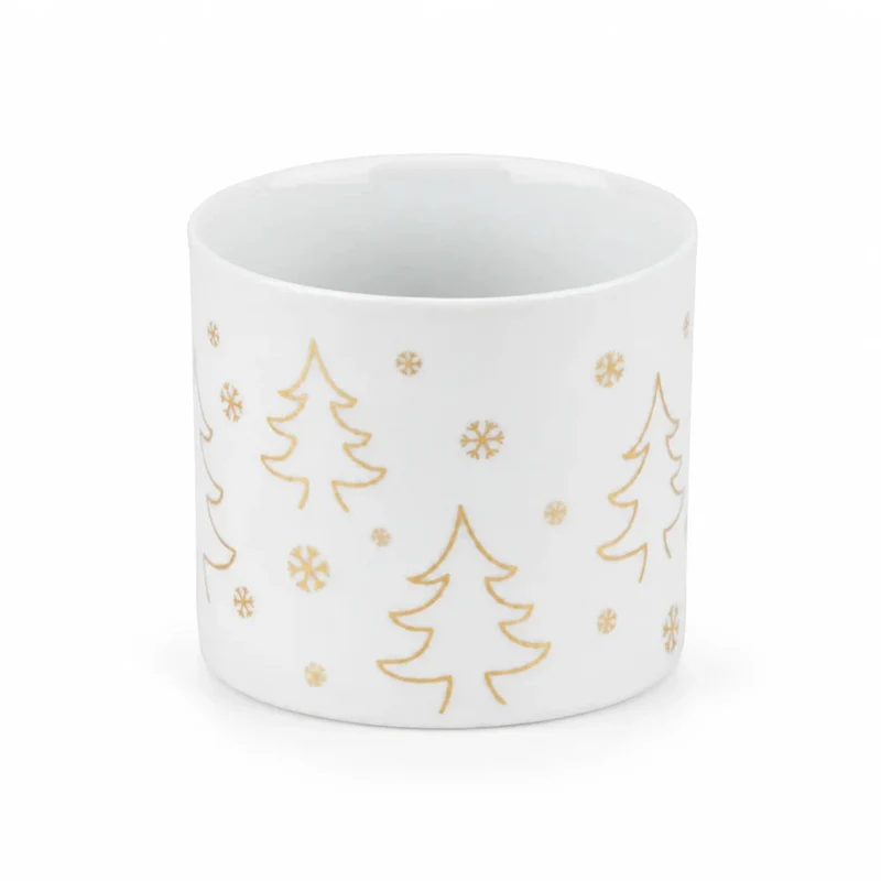 Teelichtglas Weihnachten Porzellan Tree – Weiß – Teelichthalter mit Tannenbaum-Motiv