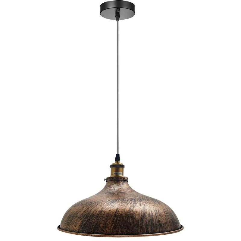 Vintage-Pendelleuchte – Big Barn Design – Gebürstetes Kupfer Metall~2786