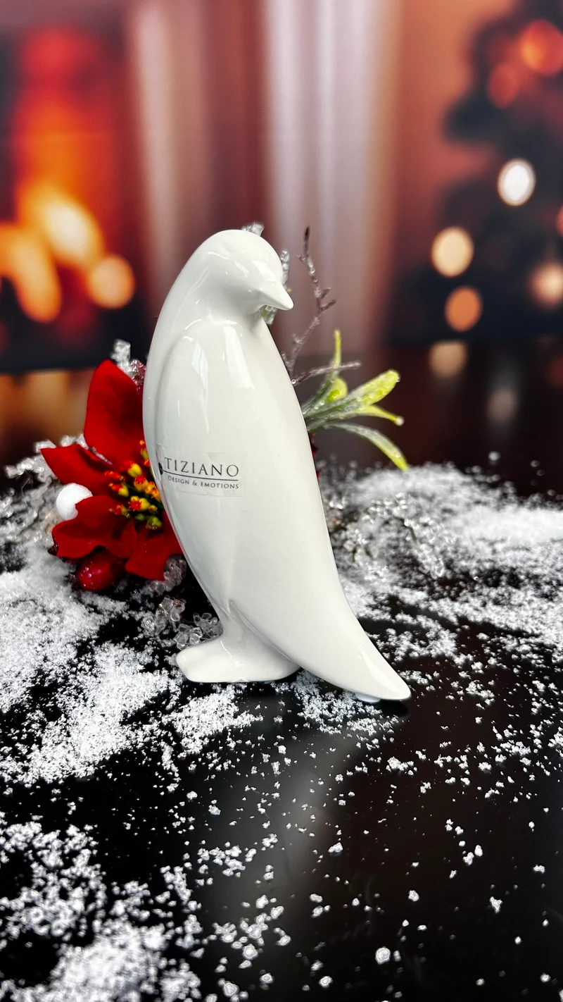 Deko Pinguin Tizio drei Varianten creme-weiß