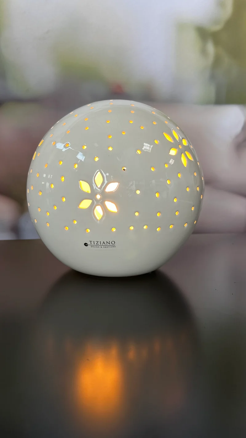 Lampe Tadino rund 25cm weiß-creme